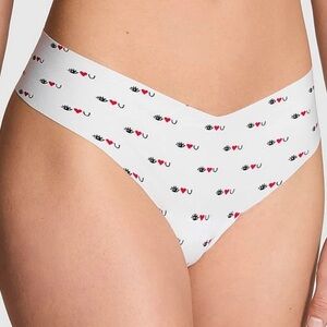 ❤️Victoria's Secret PINK White no show thong  with Heart Design